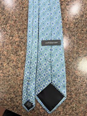 croft & barrow Blue Tie with Green and Navy Diamond Pattern